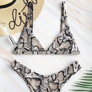 Snakeskin Print Bikini Top Medium